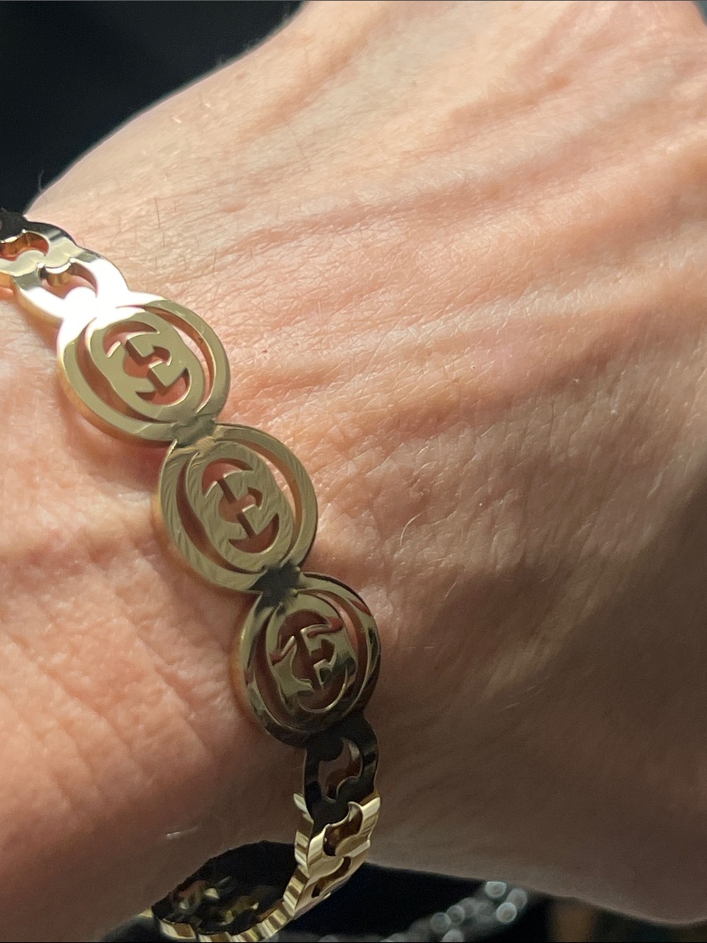 Up Cycled Gold Emblem Link Bracelet